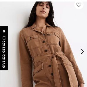 Madewell Long-Sleeve Tie-Waist Fatigue Jumpsuit